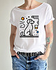 t-shirt damskie Piesek rysowany Biały Oversize