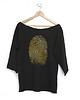 t-shirt damskie Złoty odcisk Oversize czarny długi