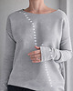 bluza bez kaptura damska Gruby Wąski rękaw Szary