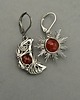 kolczyki wire wrapping Asymetryczne kolczyki księżyc i słońce karneol wire wrapping
