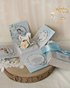kartki, zaproszenia na chrzest Exploding box na chrzest, roczek, narodziny "BabyBlue" GOTOWY