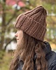 czapki damskie Buran - zimowa czapka z wełny peruwiańskiej karmelowy brąz