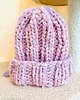 czapki damskie Gruba wełniana czapka konfetti pudrowy róż handmade