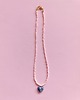 chokery Pudrowy naszyjnik choker sodalit serduszko