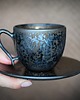filiżanki Filiżanka espresso 80ml ceramiczna Srebrny Grafit i Ciemne Złoto Rękodzieło