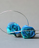 kolczyki wire wrapping Srebrne kolczyki koła turkusowe różyczki
