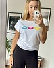 t-shirt damskie T-shirt white  LIPS color
