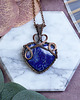 wisiory Miedziany wisiorek wire wrapping z lapisem lazuli #517
