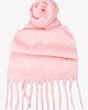 szale damskie Ciepły szalik damski różowy z frędzlami 40x190 cm