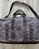 torby podróżne Duża szaro-brązowa torba podróżna ze skóry i bawełny  w stylu Vintage.
