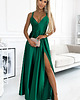 sukienki maxi damskie 513-1 LUNA elegancka długa satynowa suknia z dekoltem - XL