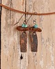 kolczyki z mosiądzu Kolczyki z kutej, oksydowanej miedzi, turkusu i kamienia /51/  handmade