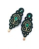 kolczyki soutache Kolczyki sutasz zielone ze złotem Olia wieczorowe z kryształkami