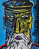 obrazy Kolorowy obraz  kubiczna twarz listonosz picasso style