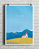 plakaty Plakat Islandia - kościół Reyniskirkja z czerwonym dachem