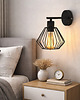 kinkiety Czarny kinkiet do przedpokoju CORK LOFT z drucianym kloszem