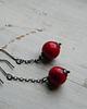 kolczyki wire wrapping Koral na łańcuszku - kolczyki