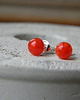 kolczyki wire wrapping Soczysta pomarańczka - delikatny kwiatek    - sztyfty