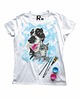 t-shirt damskie Ręcznie malowana damska koszulka Portret PIES/KOT