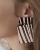 kolczyki - inne kolczyki RAW, duże różowo-czarne zebra
