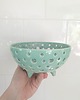 miski i misy Ceramiczny durszlak na owoce miętowy