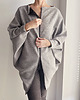 bluza bez kaptura damska Bluza oversize długi Nietoperz jasnoszary melanż pikowany