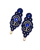 kolczyki soutache Kolczyki sutasz granatowe ze złotem Olia wieczorowe z kryształkami