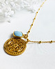złote naszyjniki LETNI WIECZÓR- Niebieski NASZYJNIK OPAL z zawieszką Rozetą