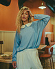 bluza bez kaptura damska Bluza z kołnierzykiem DATE NIGHT Dusty Blue