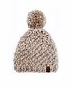 czapki damskie Beżowa czapka z grubej wełny z pomponem