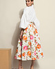 spódnice midi Spódnica ecru w kwiaty midi