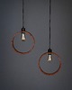 lampy wiszące Okrągła lampa z drewna - 2 sztuki