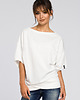 bluza bez kaptura damska Oversizowa bluza  - ecru (B-048)