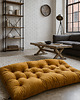 pufy do siedzenia Materac pikowany Siedzisko futon Poducha Pikowana  Velvet Musztarda