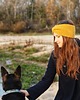 czapki damskie Żółta opaska merino twist