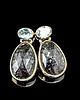 kolczyki srebrne Barokowe sztyfty kwarc i topaz