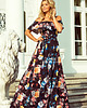 sukienki maxi damskie 194-3 Długa suknia z hiszpańskim dekoltem