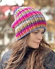 czapki damskie Czapka z merynosa 100%  mix z neonowym różem