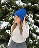 czapki damskie Gruba wełniana czapka beanie 100% wełna handmade kobalt niebieska