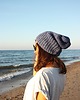 czapki damskie Niebieska czapka beanie handmade z wełną