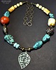 korale Boho style masywny kolorowy naszyjnik z minerałów handmade prezent z klasą