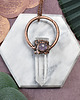 wisiory Miedziany wisior amulet z kwarcem i ametystem #34