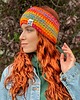 czapki damskie Opaska handmade Tęcza Pomarańcz