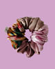 gumki do włosów Gumka jedwabna, scrunchie, frotka jesienne kwiaty pudrowy róż MAXI