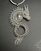 wisiory Yssarth, biały wisior ze smokiem, beading