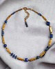 chokery Naszyjnik LAPIS LAZULI i  LAWA : granatowo - złoty