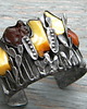 bransoletki wire wrapping surowe bursztyny  -  bransoleta mankiet CUFF