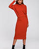 sukienki midi damskie Sukienka z drapowanym dekoltem-ruda(S245)
