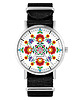 zegarki damskie Zegarek - Folkowa mandala - czarny, nylonowy