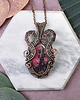 wisiory Miedziany wisiorek wire wrapping z rodonitem #435